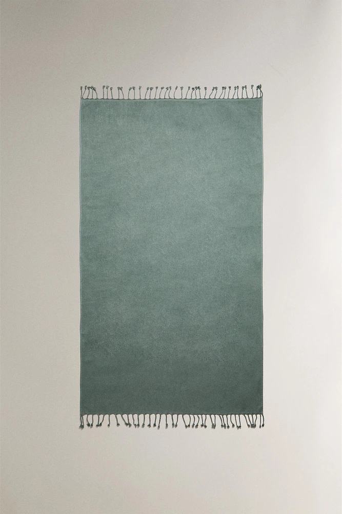 FRINGED COTTON BEACH TOWEL