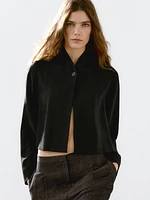 Short linen blend blazer