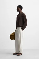 LINEN BLEND TEXTURED SWEATER