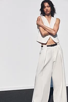 BELTED PLEATED PANTS