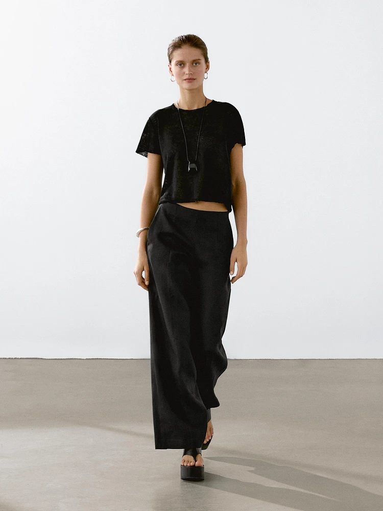 Cutwork linen blend T-shirt