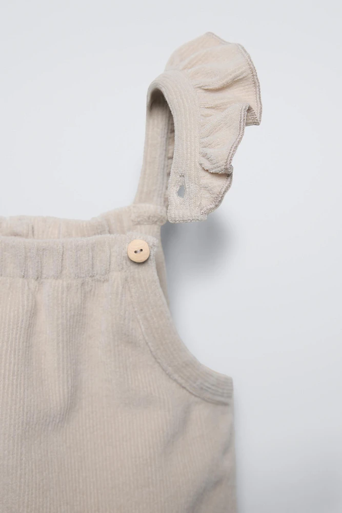 CORDUROY RUFFLED OVERALLS