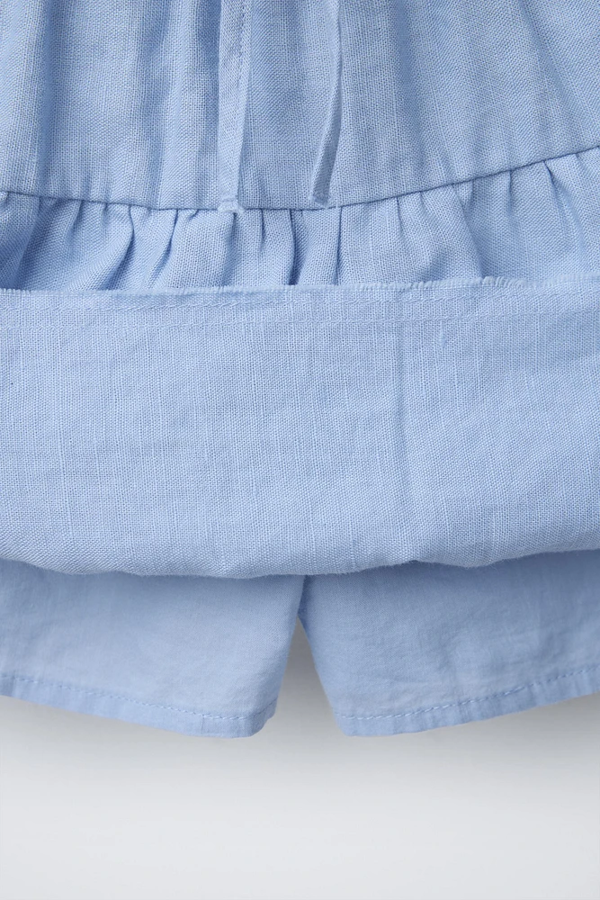 JUPE-SHORT EN LIN À VOLANTS