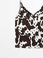 Flowing strappy animal print top
