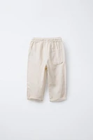 LINEN BLEND STRAIGHT PANTS
