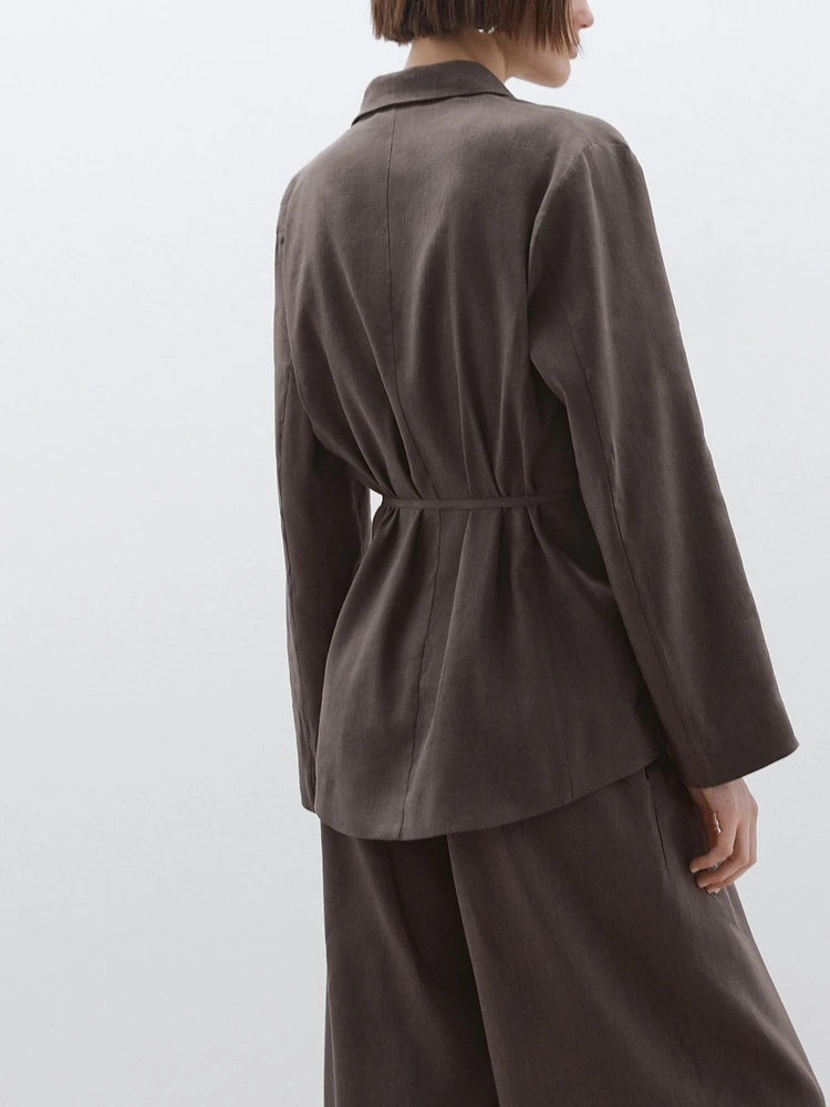 Blazer fluide en lin mélangé
