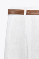 PANTALON DROIT AVEC CEINTURE EN LIN