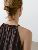 Striped flowing halter top