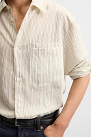 WRINKLE LOOK STRIPED SHIRT
