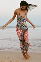 PATCHWORK PRINT MIDI DRESS
