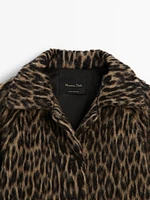 Short animal print collared coat