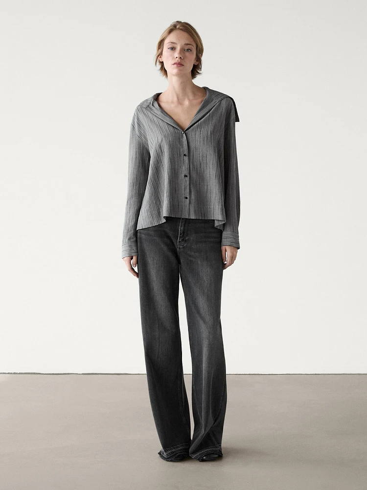 Cotton blend shirt with print detail