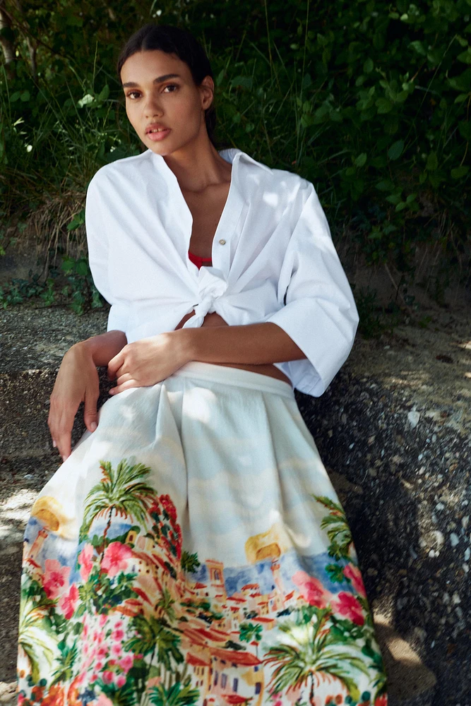 CHEMISE EN POPELINE À MANCHES AMPLES