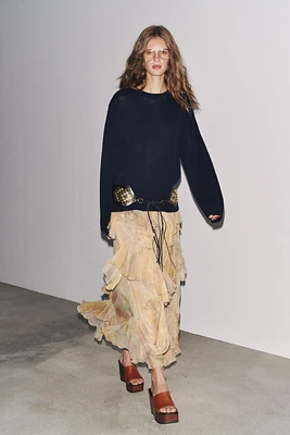 ZW COLLECTION PRINTED RUFFLE SKIRT