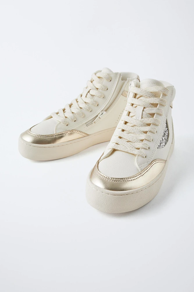 METALLIC HIGH TOP SNEAKERS