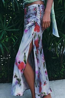 PRINTED SATIN EFFECT MIDI SKIRT