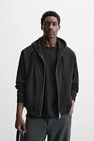BASIC HOODED ZIP-UP SWEATSHIRT