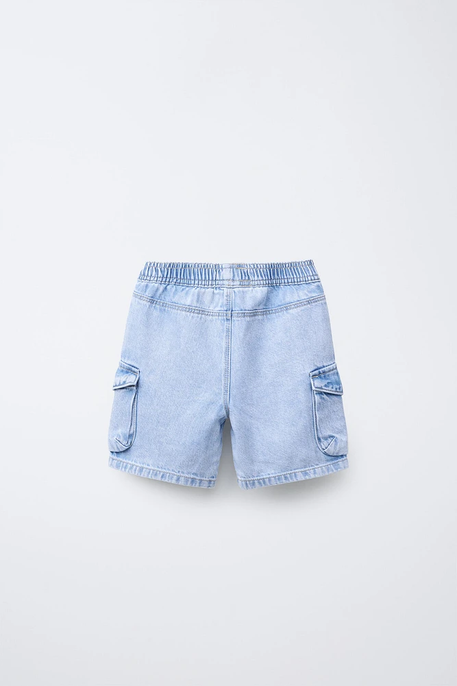 DENIM CARGO SHORTS