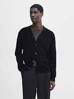 Merino wool V-neck knit cardigan