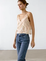 Semi-sheer lace camisole top