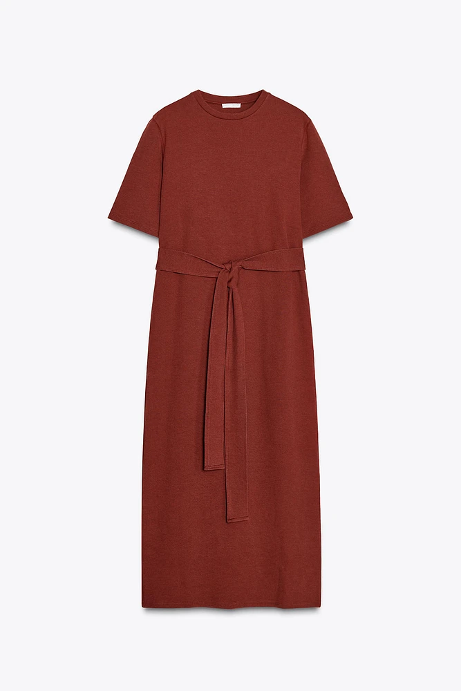 BELTED INTERLOCK DRESS