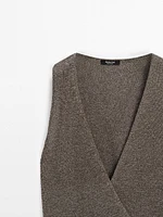 Veste sans manches cache-cœur en maille moulinée