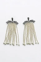 RHINESTONE PEARL WATERFALL EARRINGS
