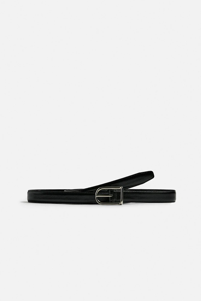 TOPSTITCHED LEATHER BELT