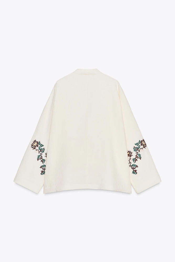 KIMONO EN LIN 100 % BRODÉ