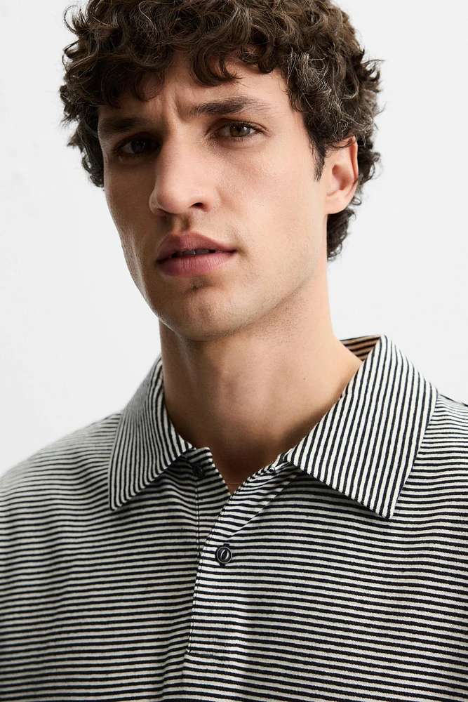 LINEN-COTTON STRIPED POLO SHIRT
