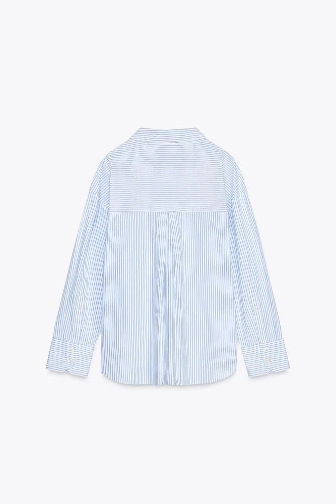 METALLIC THREAD STRIPED POPLIN SHIRT