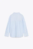 METALLIC THREAD STRIPED POPLIN SHIRT