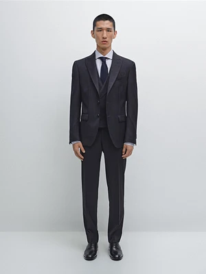 Plain 100% wool suit waistcoat