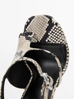 Asymmetric printed high-heel sandals