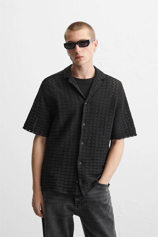 TEXTURED WEAVE KNIT SHIRT