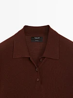 100% wool polo collar sweater with buttons