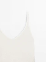 100% linen top with ruffled hem