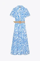 BELTED PRINTED SHIRT DRESS