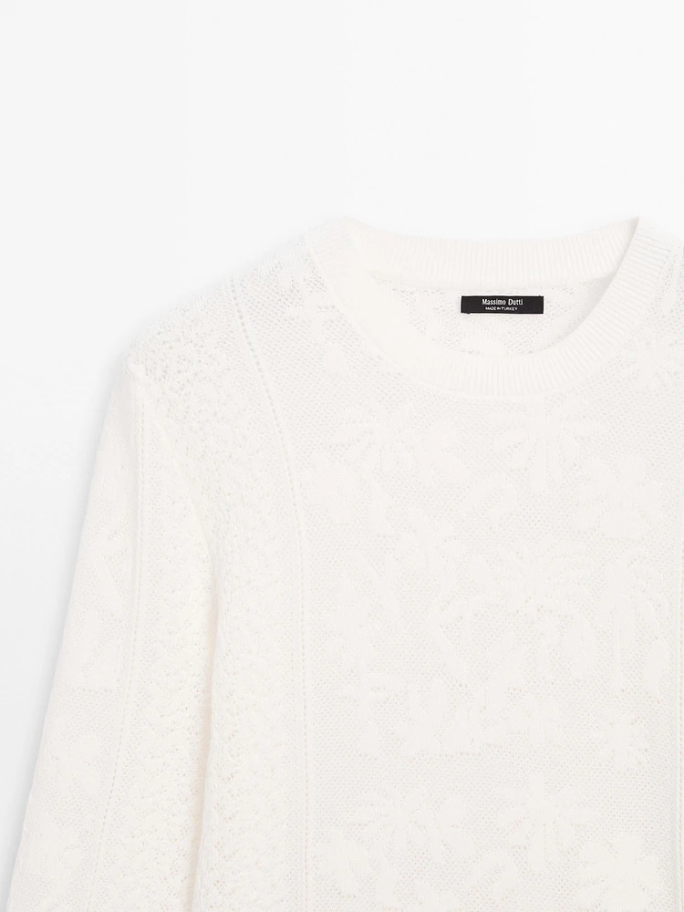 Cutwork lace sweater
