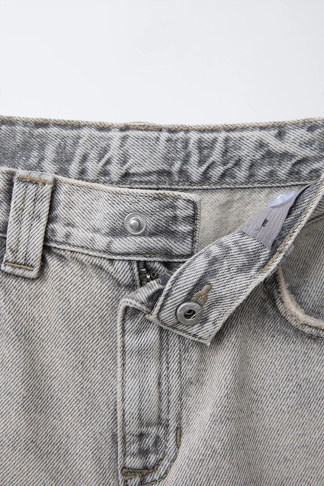 WASHED EFFECT WIDE LEG JEANS