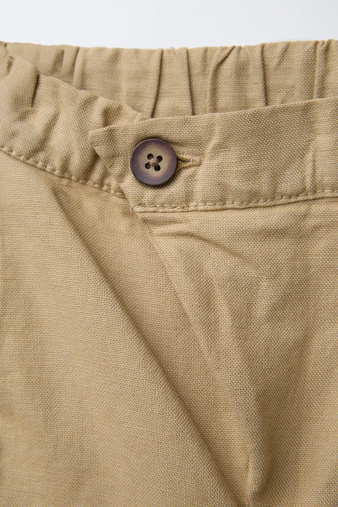 LINEN BLEND STRAIGHT PANTS