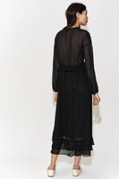 RUFFLED DOTTED MESH DRESS