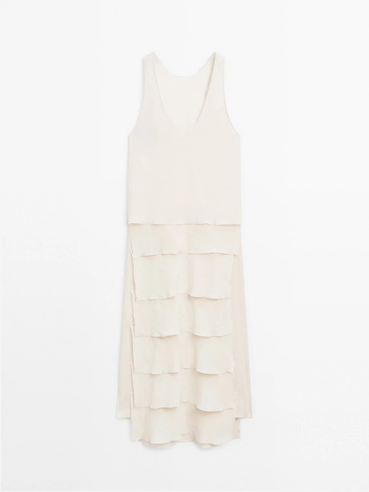 Robe longue fluide à volants