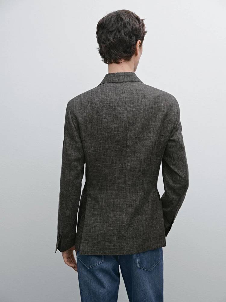Blazer en lin et coton mélangés
