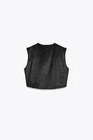 SPARKLY FAUX SUEDE VEST