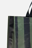 STRIPED SHOPPER BAG WITH POUCH