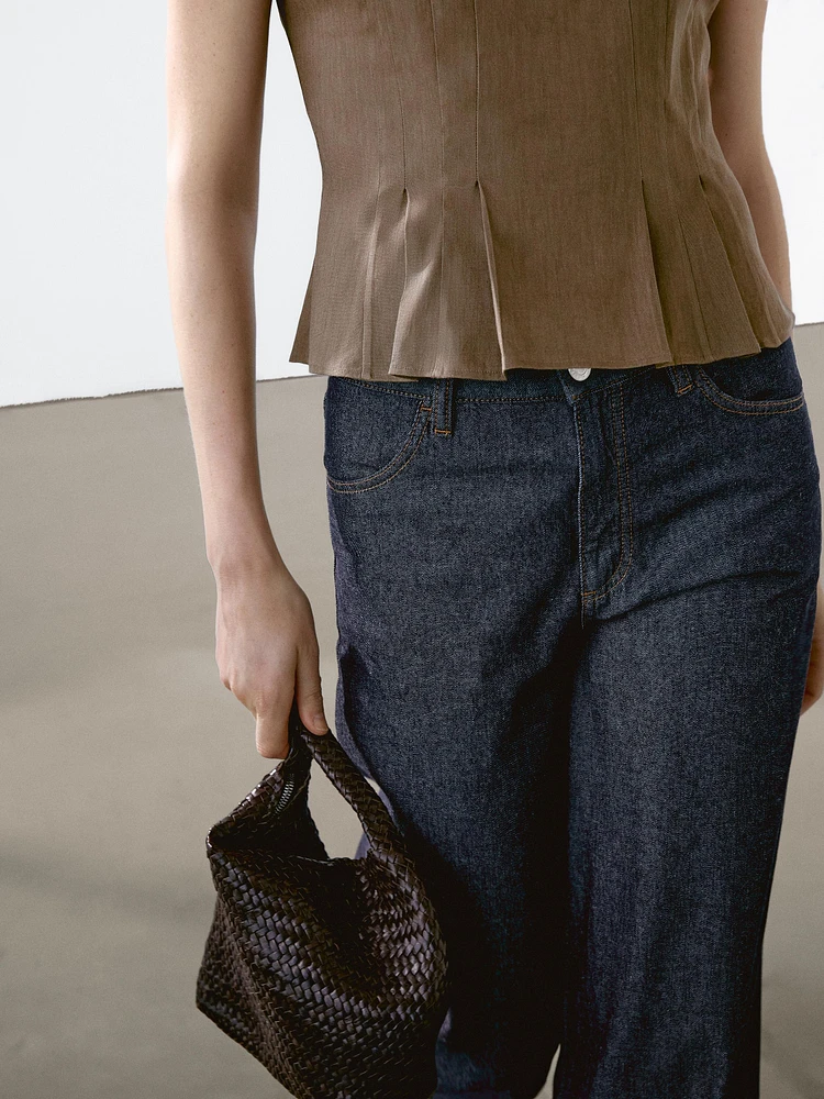 Flowing strappy linen blend top