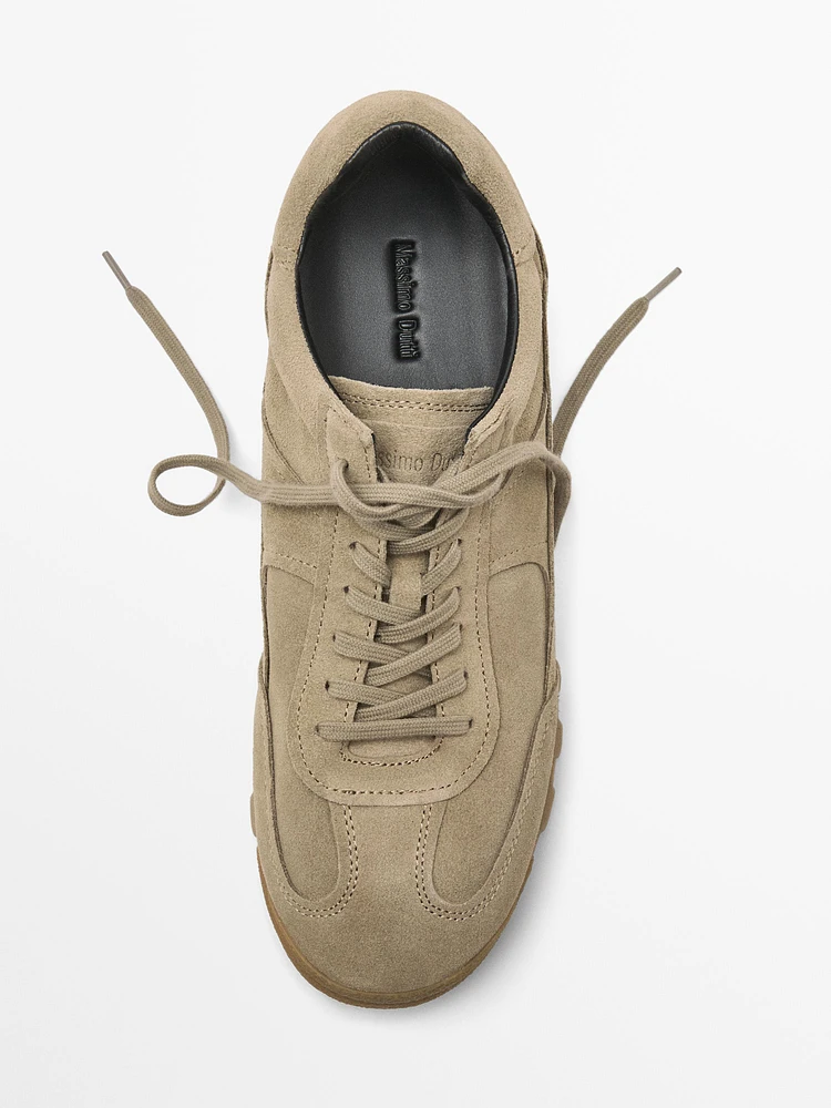 Soft split leather trainers