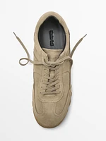Soft split leather trainers