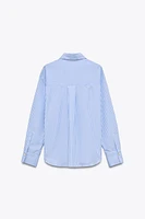 STRIPED POPLIN SHIRT WITH CONTRASTING BUTTONS